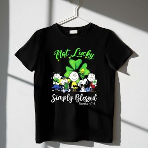 Snoopy Peanuts Not Lucky Simply Blessed Romans 4 7 8 1 T Shirt