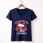 Snoopy Peanuts life is better with Texas Rangers 5 Womens V Neck.jpg