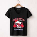 Snoopy Peanuts life is better with Texas Rangers 7 Womens V Neck.jpg