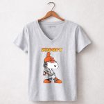 Snoopy Play Baseball For Baltimore Orioles 7 Womens V Neck