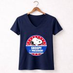 Snoopy President Campaign Badge Stars 5 Womens V Neck 1