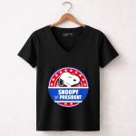Snoopy President Campaign Badge Stars 7 Womens V Neck 1