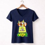 Snoopy Read Books Halloween LSU Tigers Football Pumpkin Patch Scene 5 Womens V Neck 1.jpg