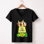Snoopy Read Books Halloween LSU Tigers Football Pumpkin Patch Scene 7 Womens V Neck 1.jpg