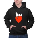 Snoopy Relaxing on Red Heart Background Charlie Brown Peanuts 2 Hoodie