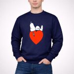 Snoopy Relaxing on Red Heart Background Charlie Brown Peanuts 3 Sweatshirt