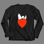 Snoopy Relaxing on Red Heart Background Charlie Brown Peanuts 4 Long Sleeves