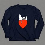 Snoopy Relaxing on Red Heart Background Charlie Brown Peanuts 6 Long Sleeves