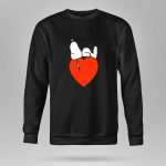 Snoopy Relaxing on Red Heart Background Charlie Brown Peanuts 9 Sweatshirt