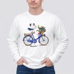 Snoopy Riding Gators Bike with Florida Gators Logo and Basket of Flowers 4 Long Sleeves.jpg