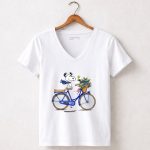 Snoopy Riding Gators Bike with Florida Gators Logo and Basket of Flowers 5 Womens V Neck.jpg
