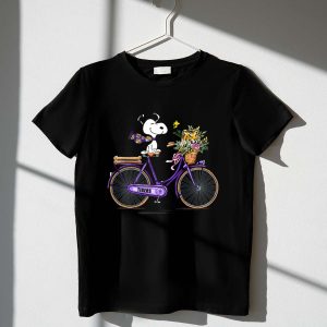 Snoopy Riding Purple Bicycle with LSU Tigers Bouquet 1 T Shirt 1.jpg
