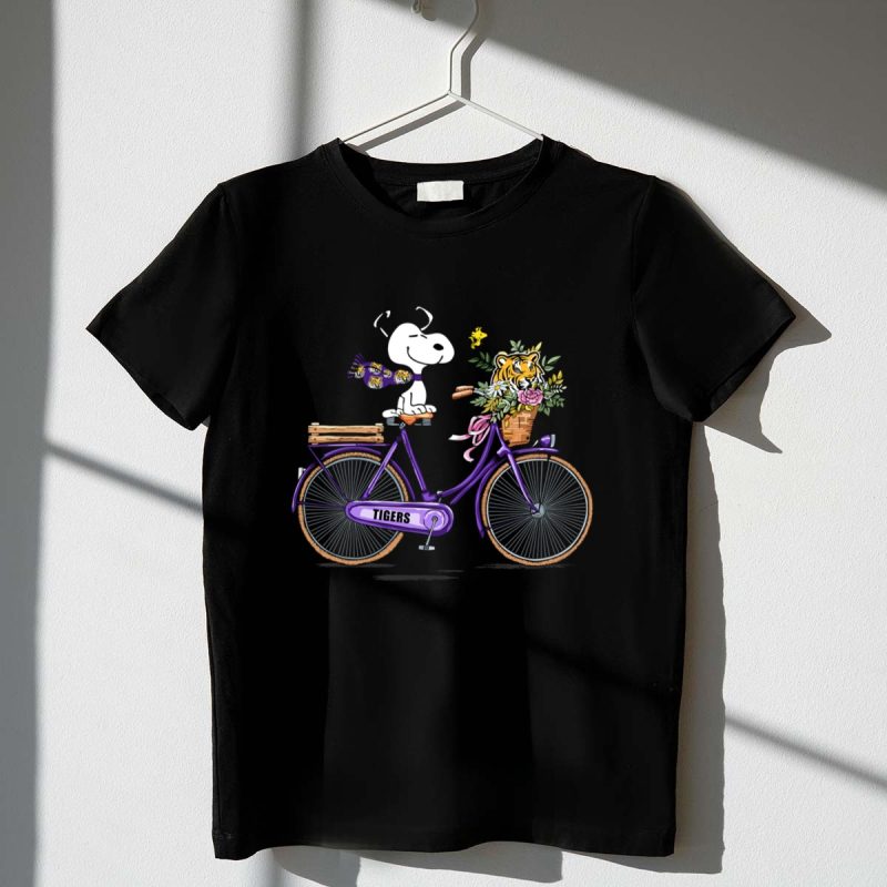 Snoopy Riding Purple Bicycle With Lsu Tigers Bouquet 1 T Shirt 1.Jpg