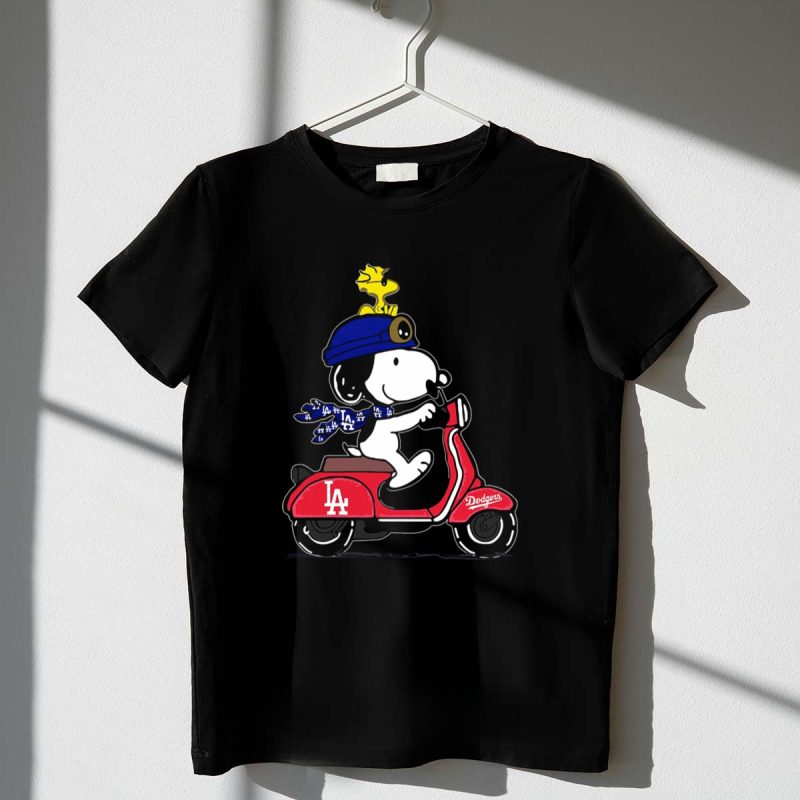 Snoopy Riding Vespa Los Angeles Dodgers Mascot With Woodstock 1 T Shirt