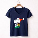 Snoopy Santa Sleigh Holiday Fun 5 Womens V Neck 1.jpg