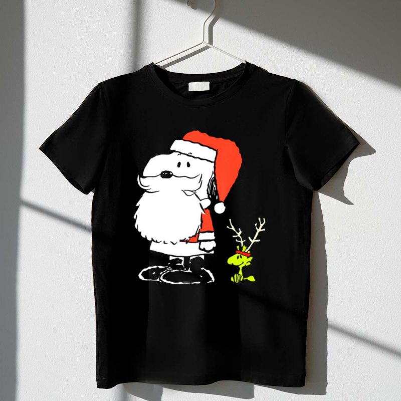 Snoopy Santa With Woodstock Antlers Peanuts Holiday 1 T Shirt 1.Jpg