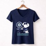 Snoopy Seattle Mariners Love 5 Womens V Neck.jpg