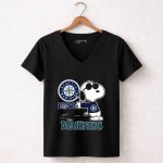 Snoopy Seattle Mariners Love 7 Womens V Neck.jpg