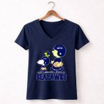 Snoopy Seattle Seahawks Football Fans Peanuts Characters 5 Womens V Neck