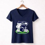 Snoopy Seattle Seahawks Helmet 5 Womens V Neck