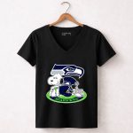 Snoopy Seattle Seahawks Helmet 7 Womens V Neck