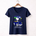 Snoopy Seattle Seahawks Long Ride Adventure 5 Womens V Neck