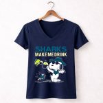 Snoopy Sharks Make Me Drink San Jose Fans 5 Womens V Neck.jpg
