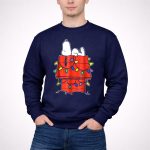 Snoopy Sleeping on Doghouse with Christmas Lights Peanuts Holiday Novelty T Shirt 3 1.jpg