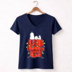 Snoopy Sleeping on Doghouse with Christmas Lights Peanuts Holiday Novelty T Shirt 5 1.jpg