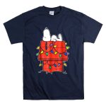 Snoopy Sleeping on Doghouse with Christmas Lights Peanuts Holiday Novelty T Shirt 7 1.jpg