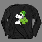Snoopy St Patricks Day Hashtag Lucky Four Leaf Clover Peanuts 4 Long Sleeves
