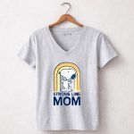 Snoopy Strong Like Mom Retro Rainbow Celebrating Motherhood 7 Womens V Neck