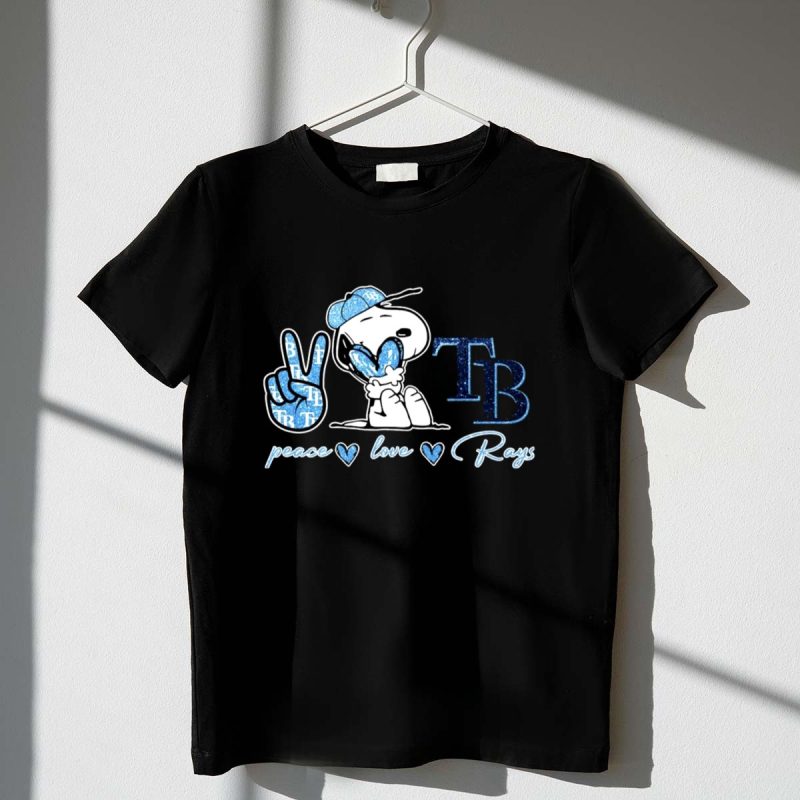Snoopy Tampa Bay Rays Peace Love Rays 1 T Shirt.jpg