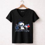 Snoopy Toronto Blue Jays Peace Love Jay 7 Womens V Neck.jpg