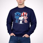 Snoopy Trio American Flag Stars Stripes Footprints 3 Sweatshirt