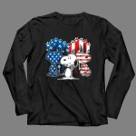 Snoopy Trio American Flag Stars Stripes Footprints 4 Long Sleeves