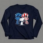 Snoopy Trio American Flag Stars Stripes Footprints 6 Long Sleeves