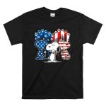 Snoopy Trio American Flag Stars Stripes Footprints T Shirt 6