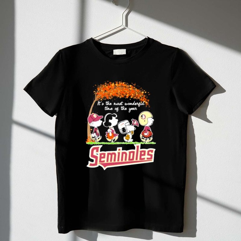 Snoopy Walking Florida State Seminoles Its The Most Wonderful Time Of The Year 1 T Shirt.jpg