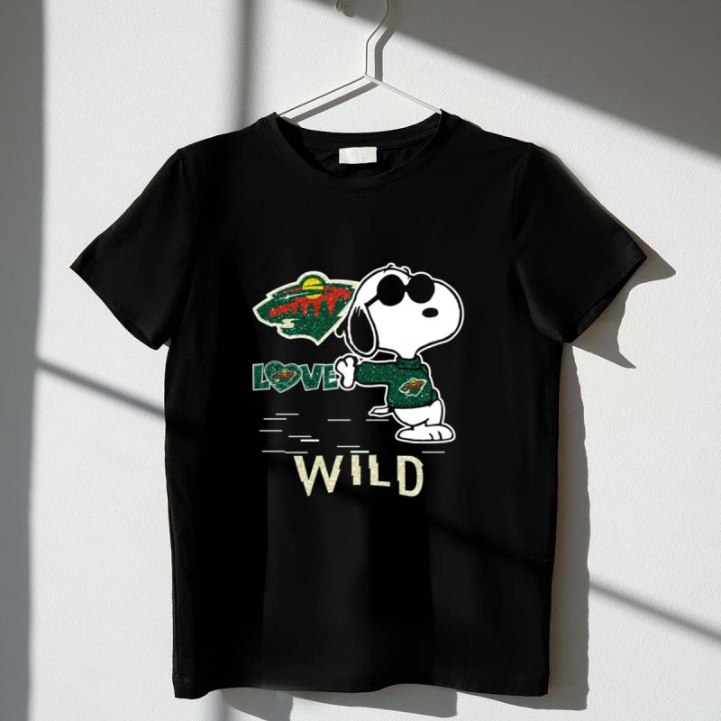 Snoopy Wearing Minnesota Wild Hockey Jersey With Love Wild Logo Elements 1 T Shirt 1.Jpg