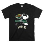 Snoopy Wearing Minnesota Wild Hockey Jersey with Love Wild Logo Elements T Shirt 6.jpg
