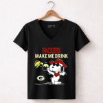 Snoopy With Beer Packers Make Me Drink Green Bay Packers 7 Womens V Neck