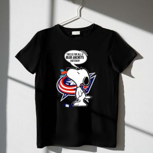 Snoopy With Columbus Blue Jackets Logo and Hockey Stick Blue Jackets Haters Phrase 1 T Shirt.jpg