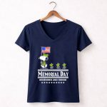Snoopy Woodstock American Flag Memorial Day Remember and Honor 5 Womens V Neck