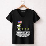 Snoopy Woodstock American Flag Memorial Day Remember and Honor 7 Womens V Neck