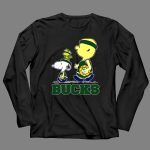 Snoopy Woodstock And Basketball Walking With Milwaukee Bucks Fans 4 Long Sleeves