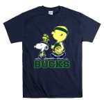 Snoopy Woodstock And Basketball Walking With Milwaukee Bucks Fans T Shirt 7