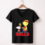 Snoopy Woodstock And Bulls Basketball Fans 6 Womens V Neck