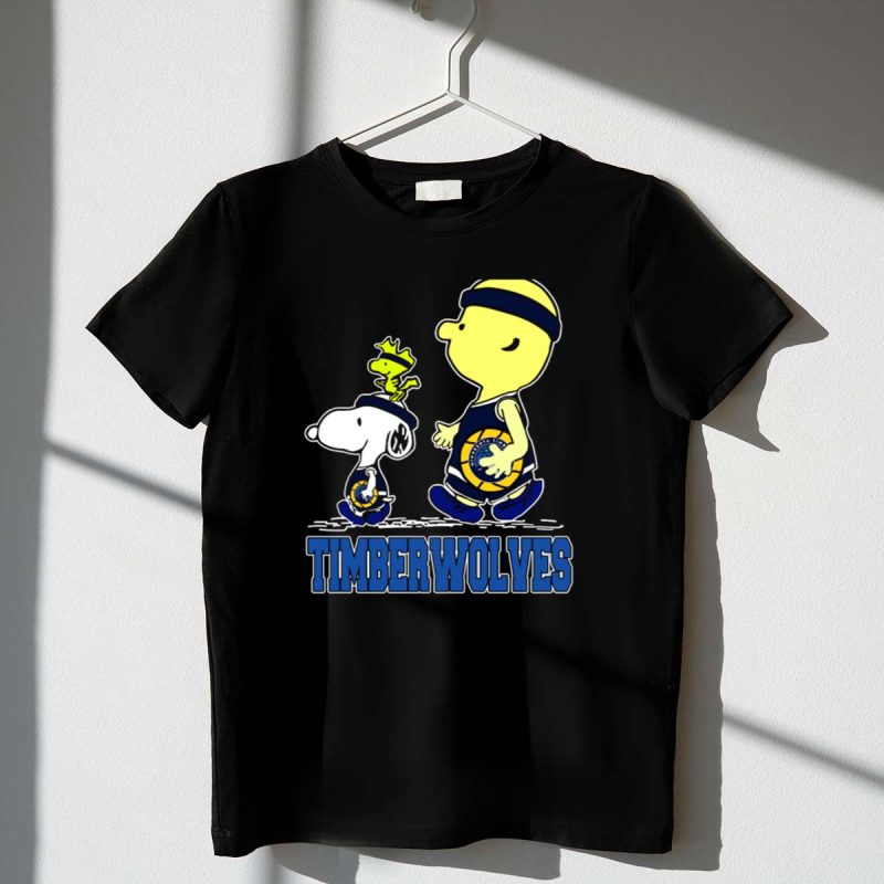 Snoopy Woodstock And Charlie Brown As Minnesota Timberwolves Fans 1 T Shirt