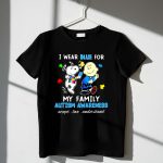 Snoopy Woodstock And Charlie Brown I Wear Blue For My Family Autism Awareness Shirt 1 T Shirt